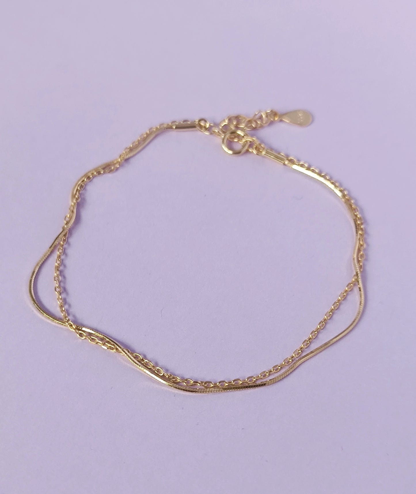 Gold Plated Sterling Silver Double Chain Bracelet