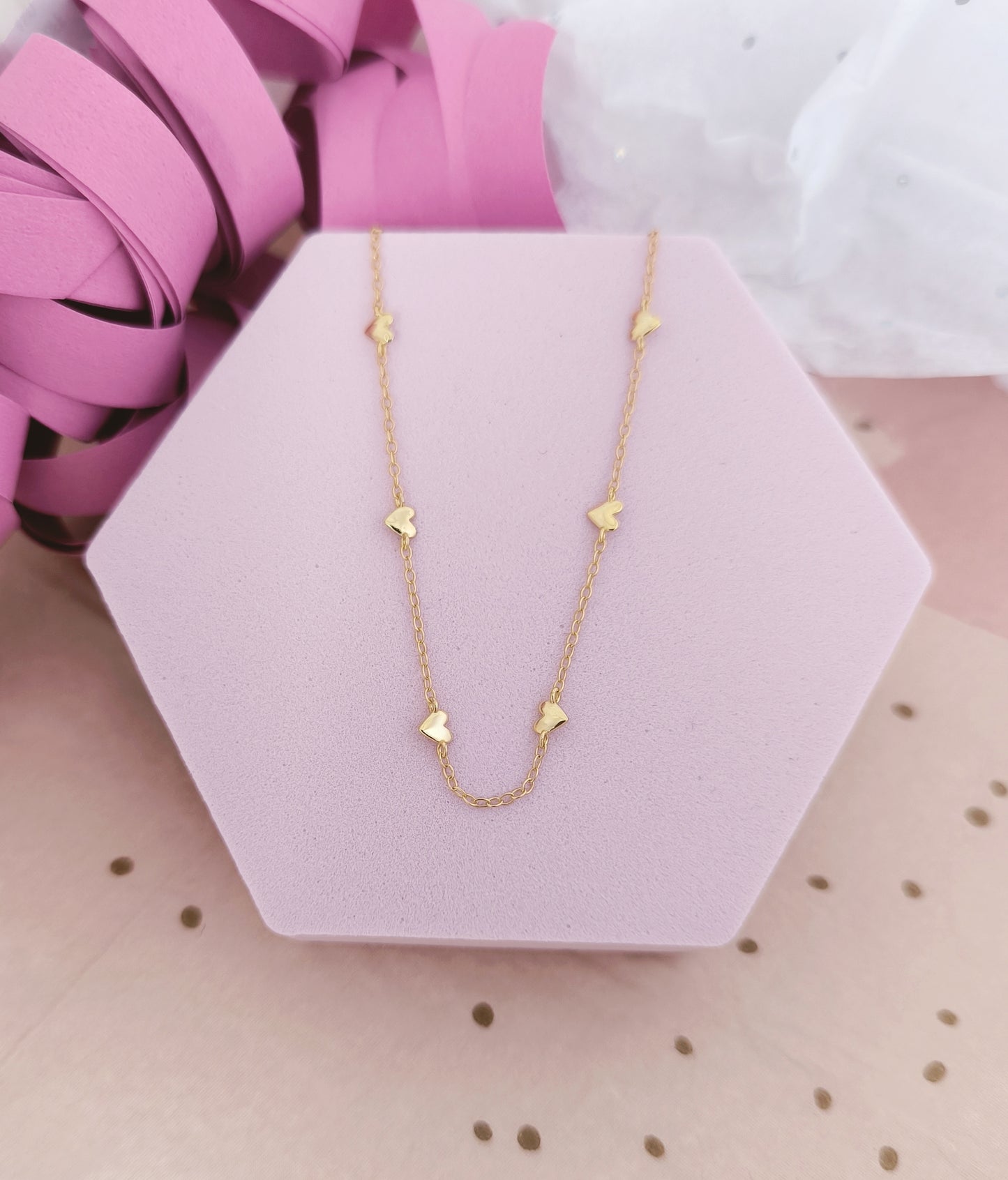 Gold Plated 925 Sterling Silver Heart Chain Necklace