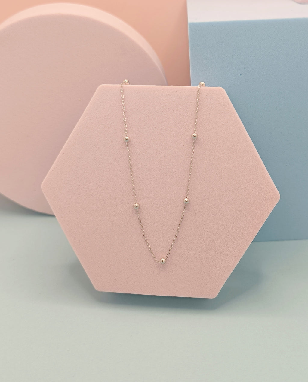 Minimalist Orbit Bead Choker Necklace - 925 Sterling Silver. M009