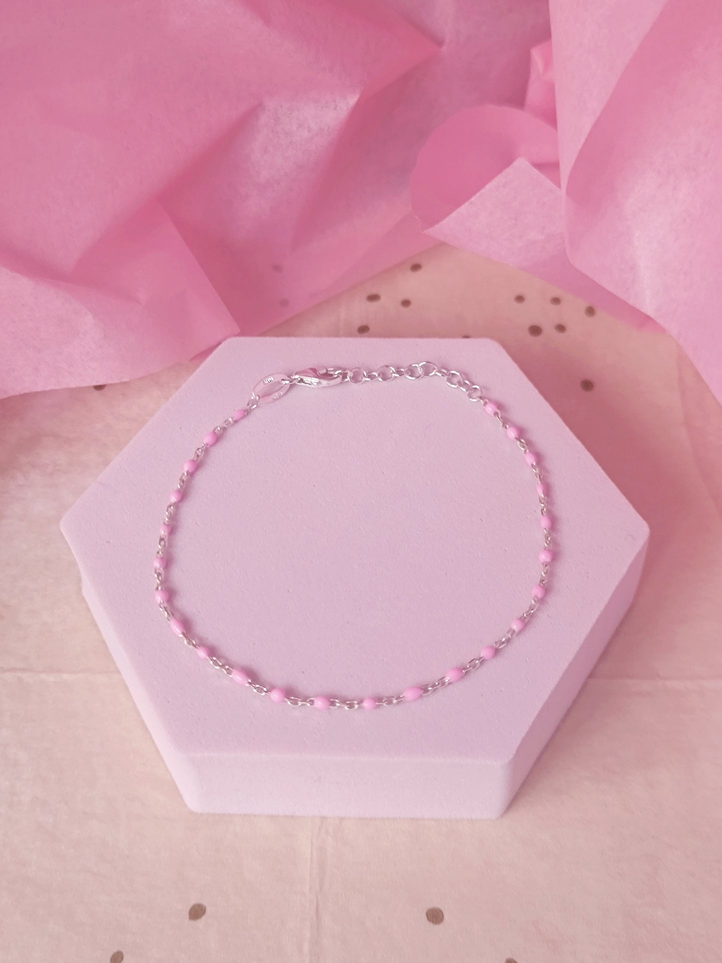 Pastel Beaded Jewellery – Necklace & Bracelet Set in Rainbow & Soft Pink