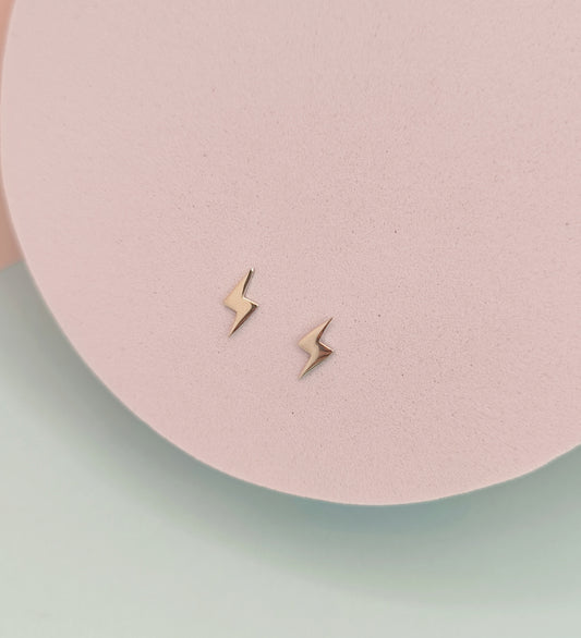 Lightning Bolt Stud Earrings – 925 Sterling Silver (Gold Plated & Silver)