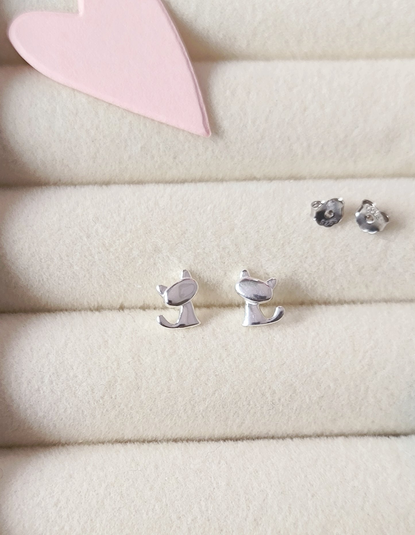 Sterling Silver Cat Stud Earrings
