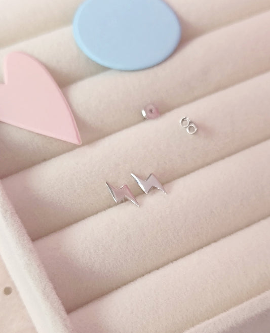 Lightning Bolt Stud Earrings – 925 Sterling Silver (Gold Plated & Silver)