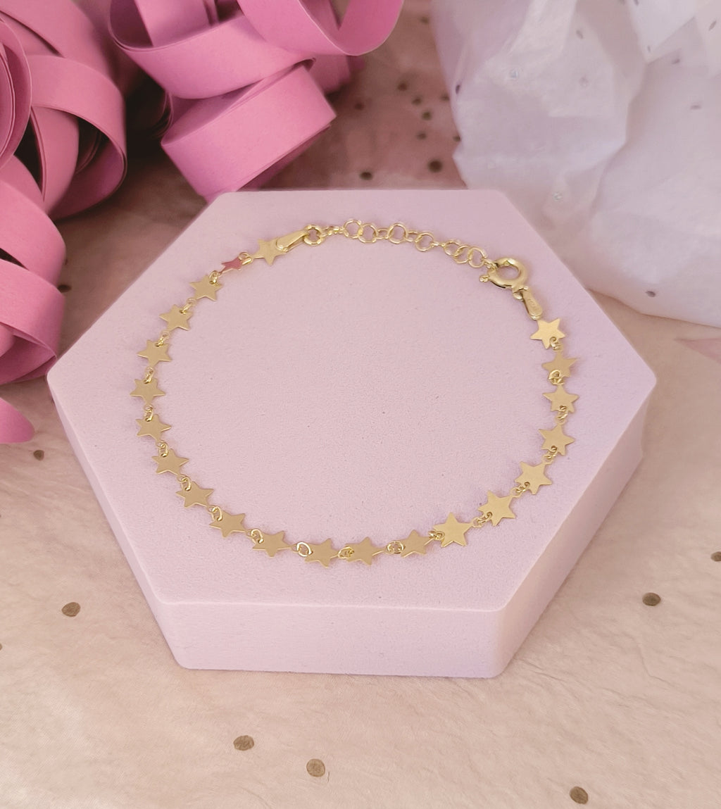 Little Stars Chain Bracelet - Gold Plated 925 Sterling Silver. L008