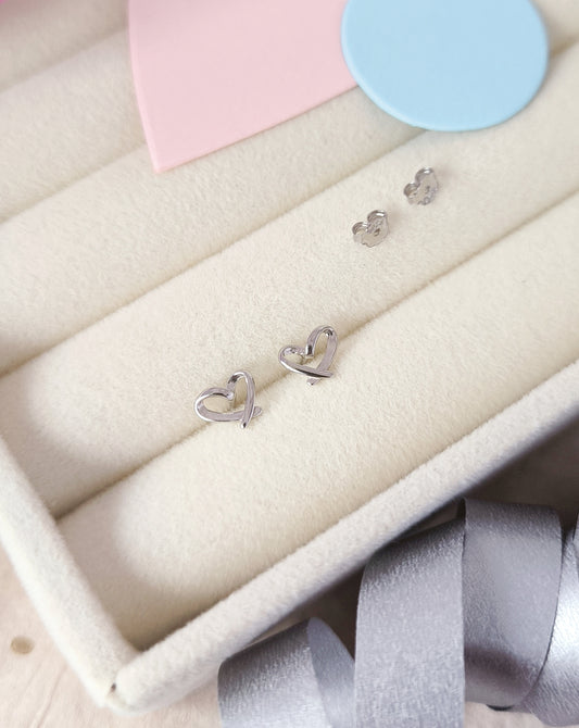 Open Heart Stud Earrings – 925 Sterling Silver