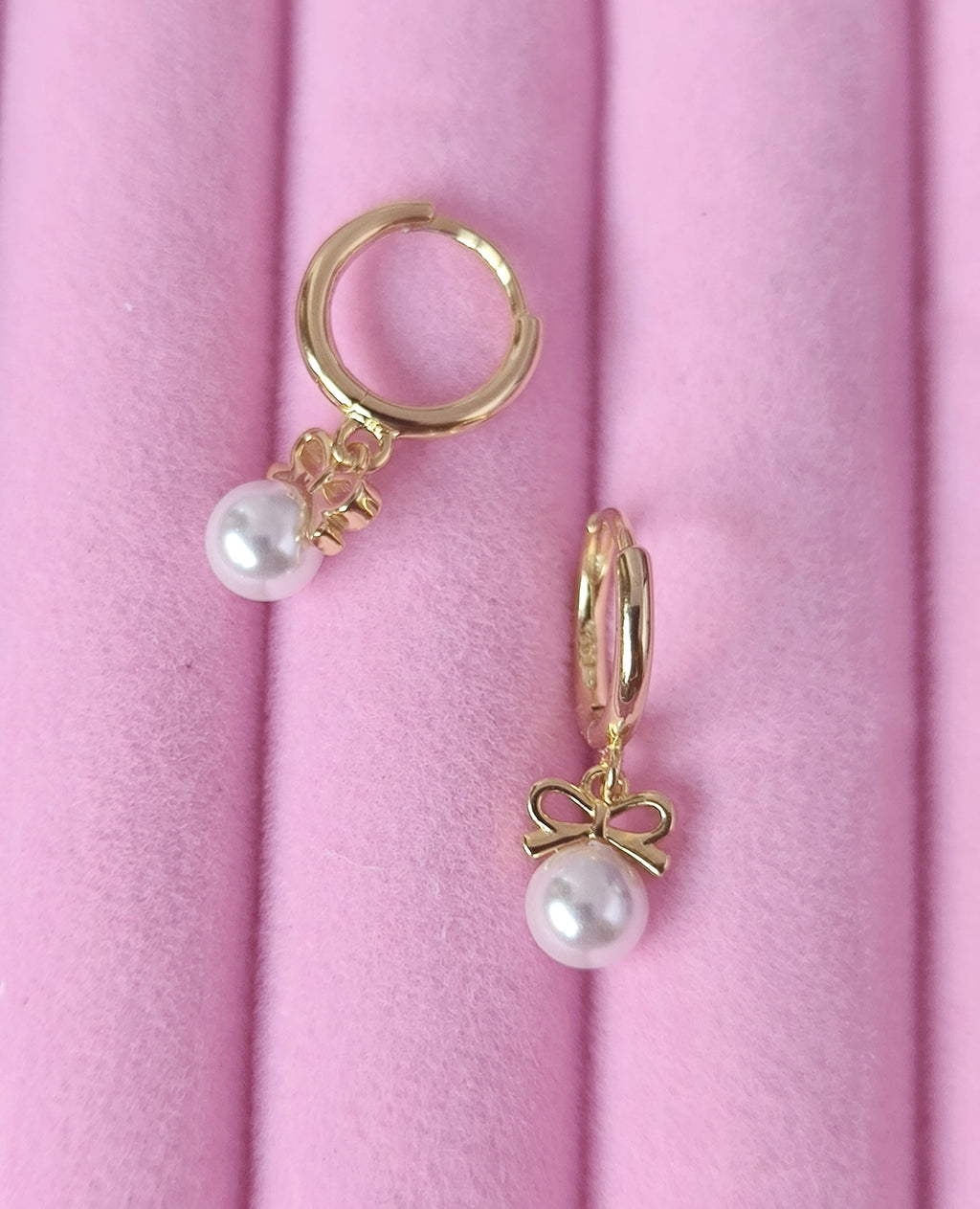 Bow Pearl Hoop Earrings – Gold Plated 925 Sterling Silver