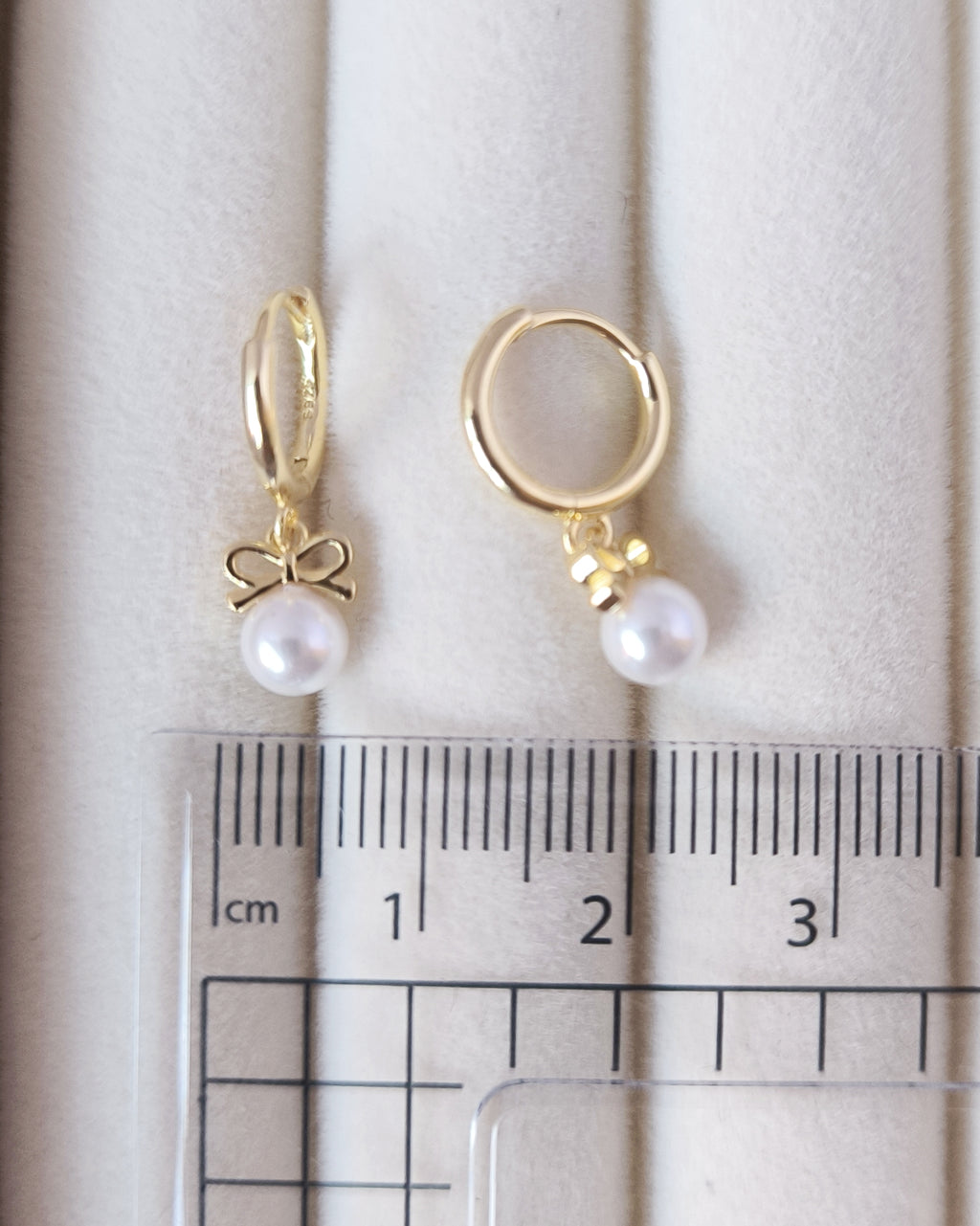 Bow Pearl Hoop Earrings – Gold Plated 925 Sterling Silver