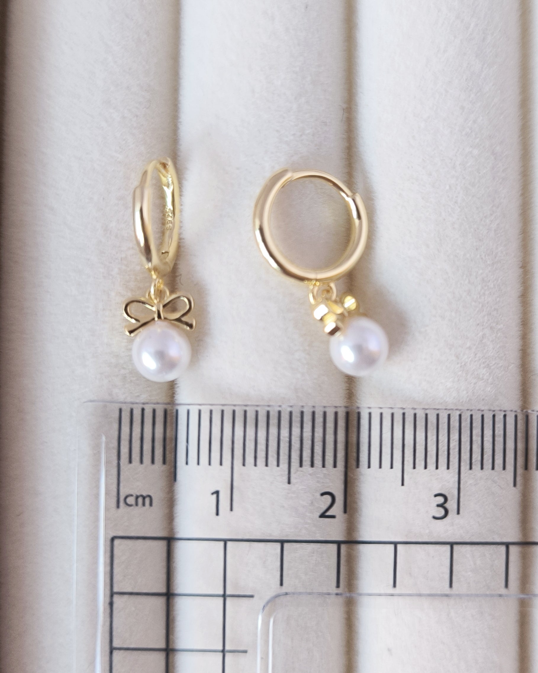 Bow Pearl Hoop Earrings – Gold Plated 925 Sterling Silver